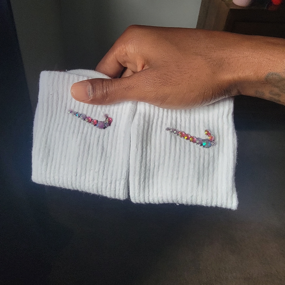 Nike White Socks with Multicolor Logo